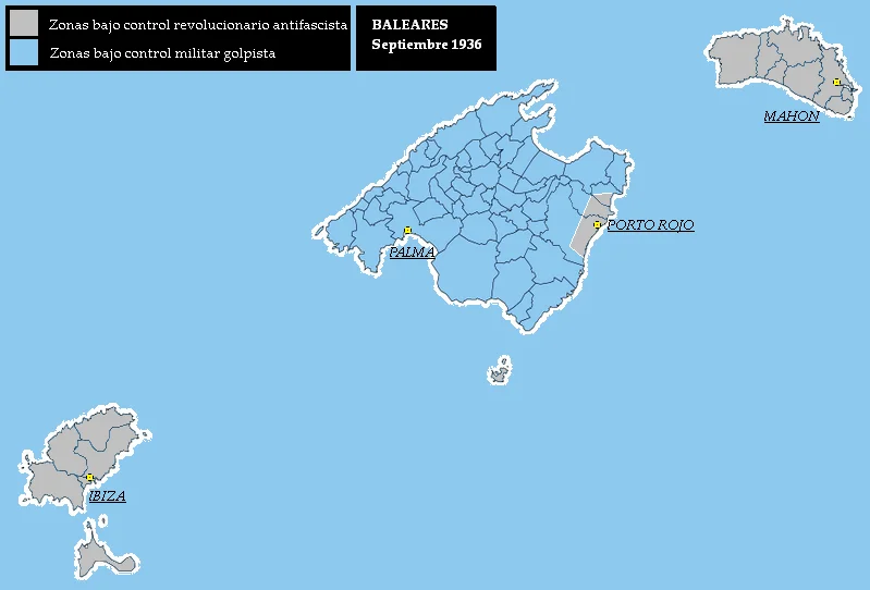 Máxima ocupación de Baleares en septiembre de 1936